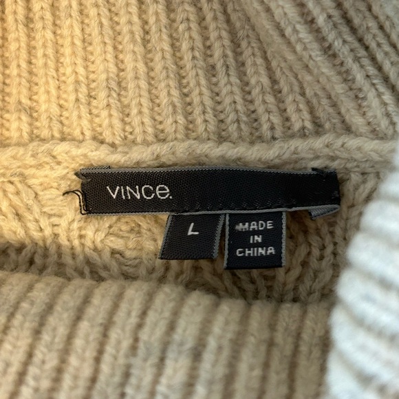 Vince Cowl Neck Yak Wool Cable Knit Fisherman Sweater Large - Picture 7 of 7